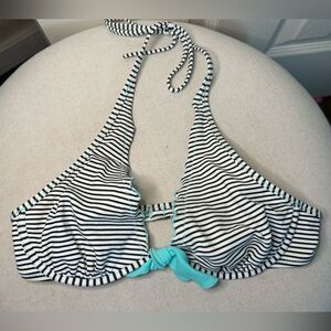 Victoria's Secret Underwire Striped Scalloped Halter Tie Sexy Swim Bikini Top